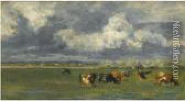 Cows At Pasture Oil Painting - Willem Roelofs