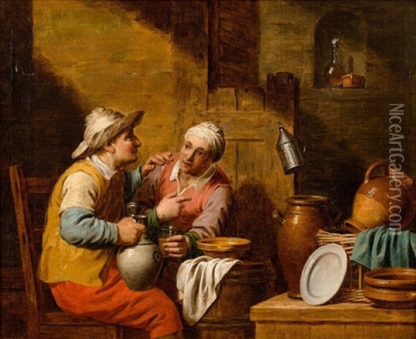 Buveurs Dans Un Interieur De Taverne Oil Painting - Pierre Jean Joseph Verhaghen