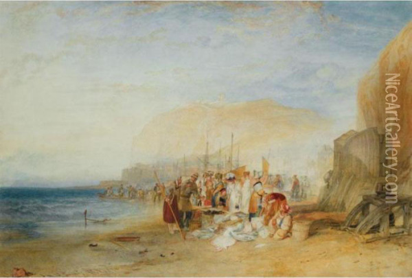 Hastings: Fish Market On The Sands, Early Morning Oil Painting - Joseph Mallord William Turner
