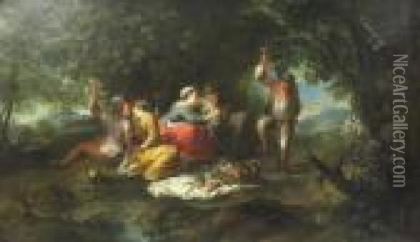 Peasants Carousing In A Wooded Landscape Oil Painting - Januarius Zick