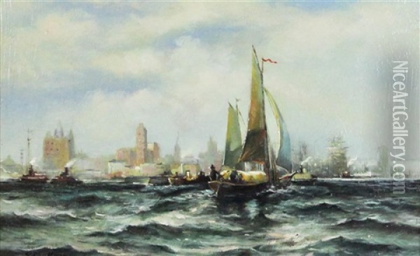 Harbour Scene Oil Painting - Edward Moran