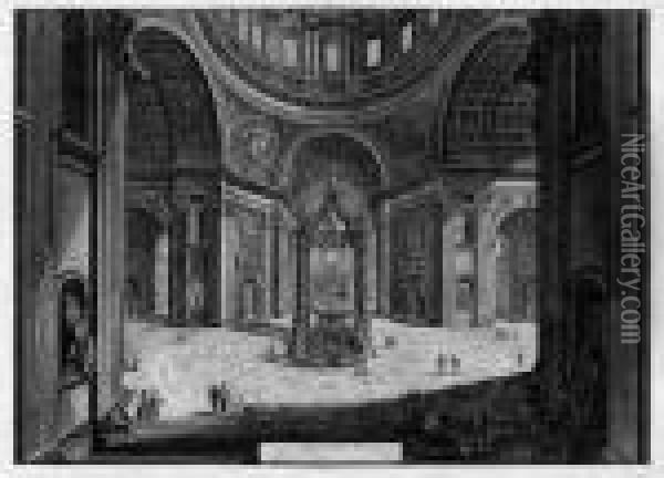 Veduta Interna Della Basilica Di S. Pietro Oil Painting - Giovanni Battista Piranesi
