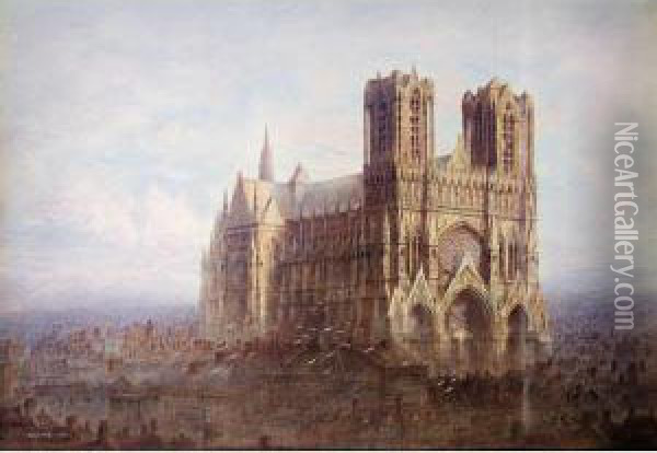 Rheims Cathedral Oil Painting - Frederick E.J. Goff