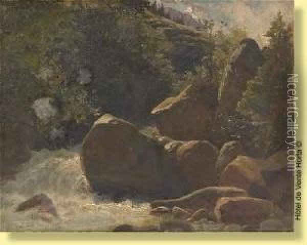 Cascade Dans Le Valais Oil Painting - Albert H. Gos