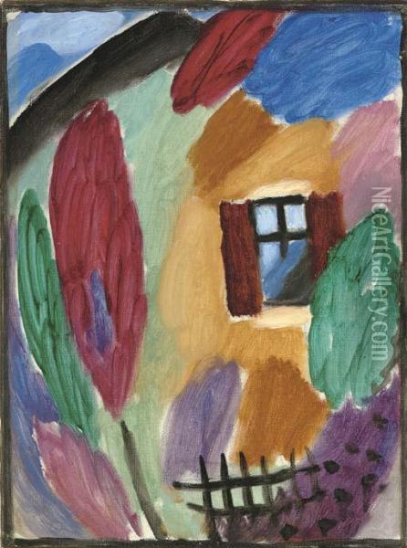 Variation Mit Haus Und Gartenzaun Oil Painting - Alexei Jawlensky