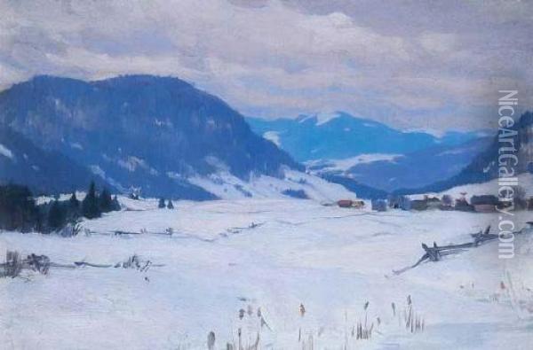 Dans La Vallee, Baie St. Paul Oil Painting - Clarence Alphonse Gagnon