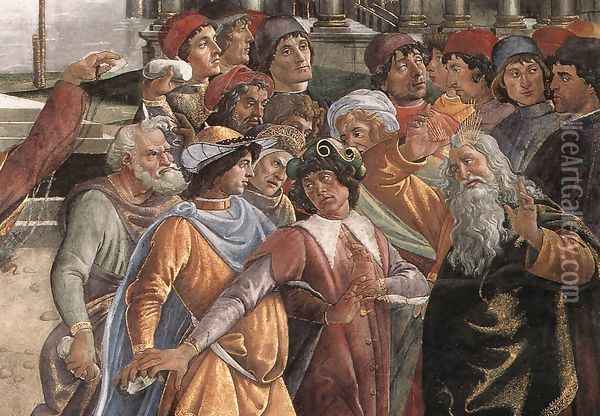 The Punishment of Korah and the Stoning of Moses and Aaron (detail 5) 1481-82 Oil Painting - Sandro Botticelli