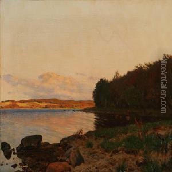 View Of A Danishinlet Oil Painting - Godfred B.W. Christensen