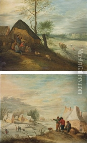 Autumn (+ Winter; Pair) Oil Painting - Theobald Michau