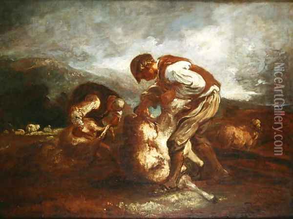 Sheep Shearing Oil Painting - Thomas Barker of Bath