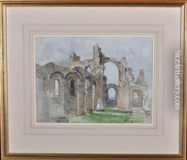 Whitby Abbey Oil Painting - Thomas Swift Hutton
