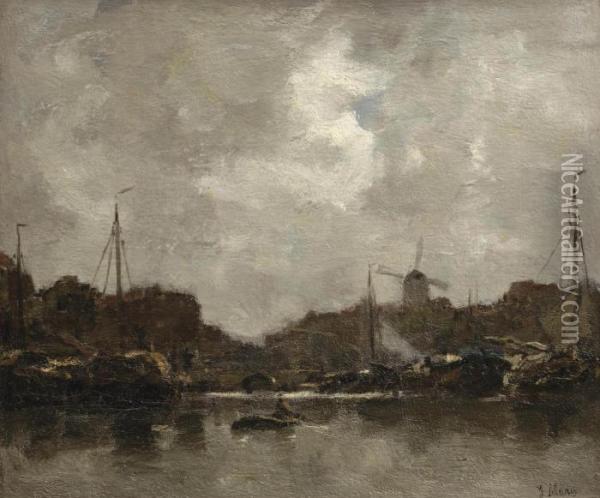 A View Of Delfshaven Oil Painting - Jacob Henricus Maris