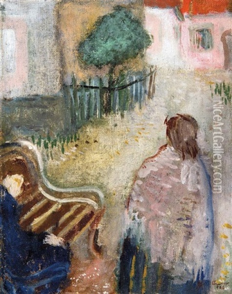 Women In The Garden Oil Painting - Imre Amos