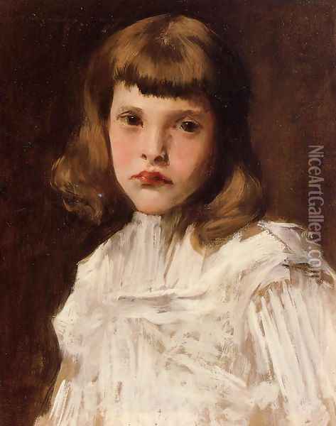 Portrait Of Dorothy Oil Painting - William Merritt Chase