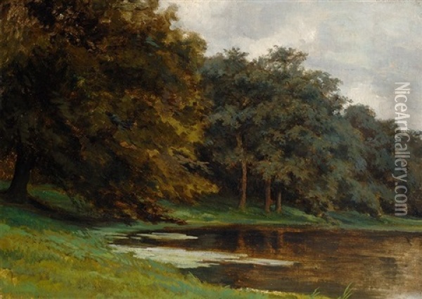 The Forest Lake Oil Painting - Adrianus van Everdingen