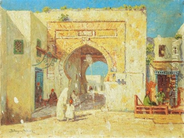 Porte De Bab-djedid, Tunis Oil Painting - Paul Bellanger-Adhemar