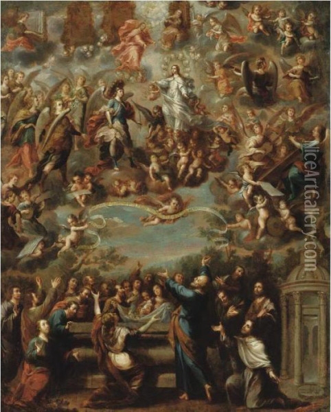The Assumption Of The Virgin Oil Painting - Nicolas Enriquez