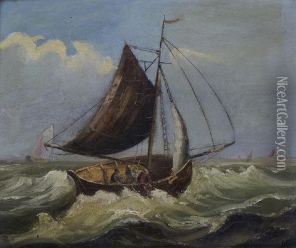 Barques Par Gros Temps Oil Painting - Baron Jean Antoine Theodore Gudin