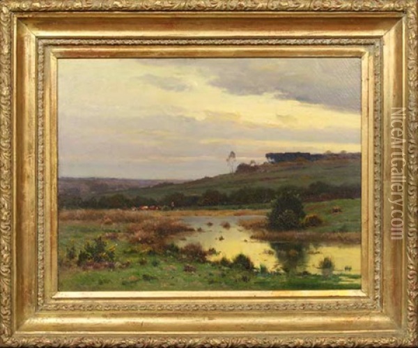 Paysage A La Riviere Oil Painting - Hippolyte Camille Delpy