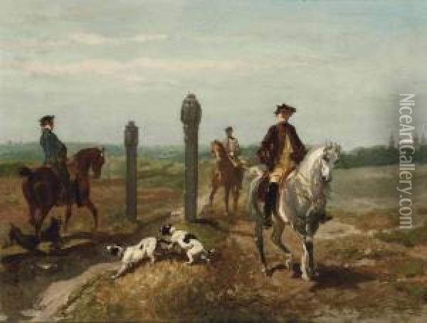 Meeting Up For The Hunt Oil Painting - Charles Rochussen