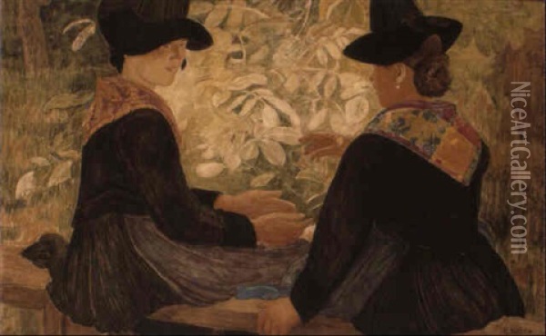 La Conversation Oil Painting - Ernest Bieler