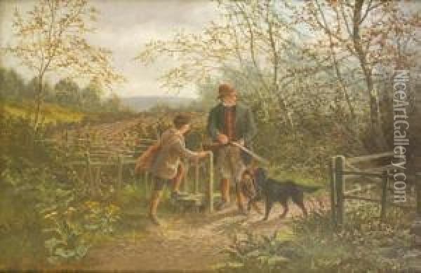 At The Old Covert; Pheasant Shooting Oil Painting - Albert Dunnington