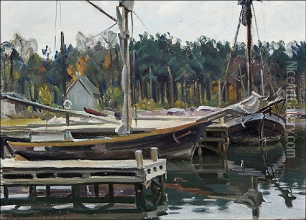 Sailing Boats Oil Painting - Alarik (Ali) Munsterhjelm