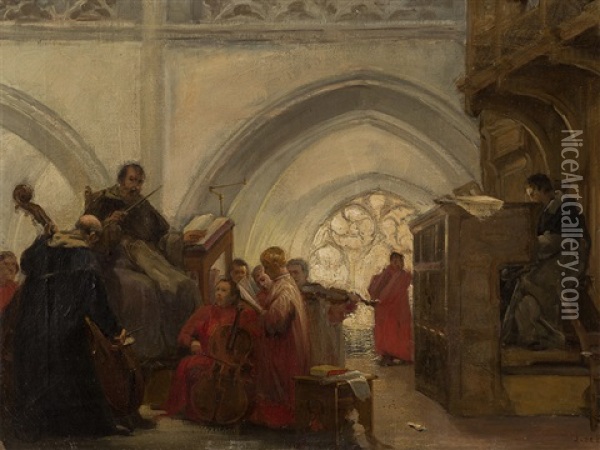 Church Musicians Oil Painting - Jan Frans De Boever