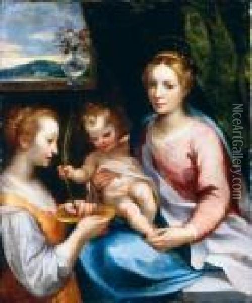 Madonna And Child With Saint Lucy Oil Painting - Francesco Vanni