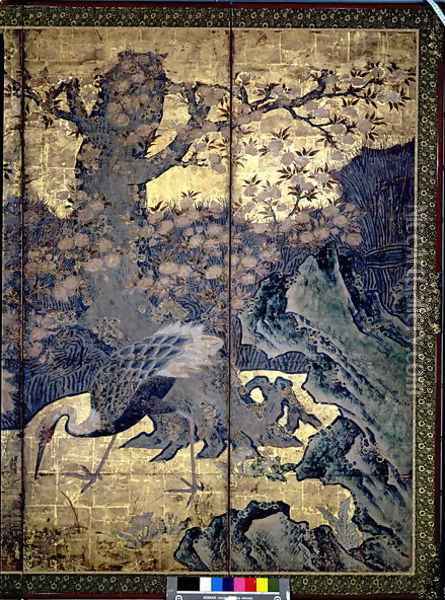 Birds and Flowers of the Four Seasons 6 Oil Painting - Kano Soshu