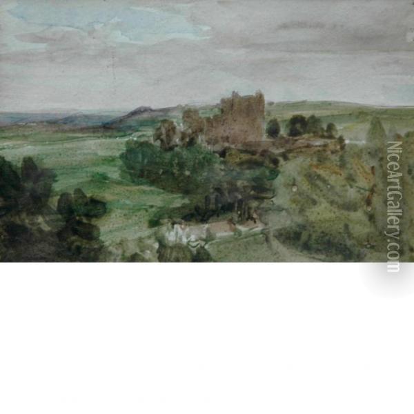 Landscape With Castle Oil Painting - Thomas Gainsborough