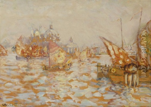 Venise, Le Grand Canal, La Salute Oil Painting - Charles Cottet
