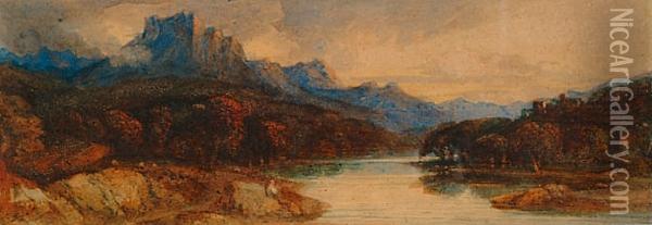 A Highland Loch Oil Painting - John Varley