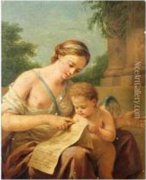 Venus Enseigne A Lire A L'amour Oil Painting - Louis Lagrenee