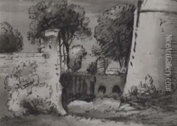 Castle Ruins Oil Painting - Thomas Monro