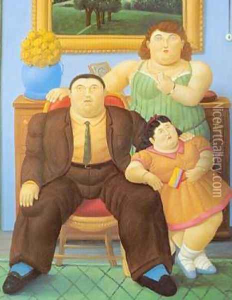 Colombian Family 1999 Oil Painting - Fernando Botero