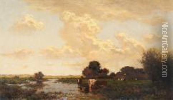 Landschaft Mit Kuhen Oil Painting - Johannes Karel Leurs