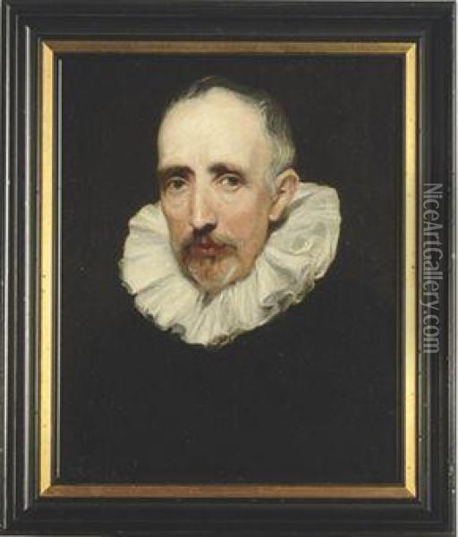 Portrait Of Cornelius Van Der Geest, Half-length, With A Whitecollar Oil Painting - Sir Anthony Van Dyck