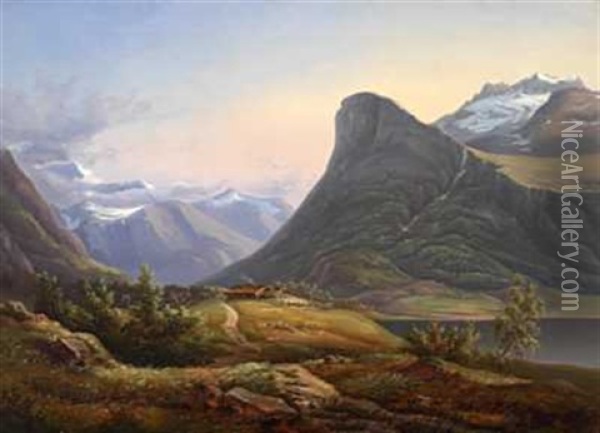 Ved Garden Boe I Romsdalen Oil Painting - Jacob Calmeyer