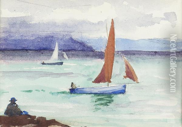 Fishing Boats, Iona Oil Painting - Francis Campbell Boileau Cadell