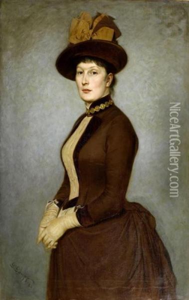 Portrait Of Frau Denner-gaupp Oil Painting - Gustav Adolf Gaupp