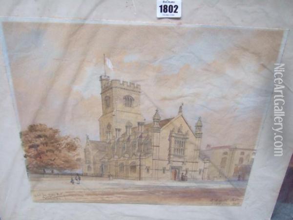 A Preliminary Sketch For St Barnabus Church Oil Painting - Arthur Ashpitel