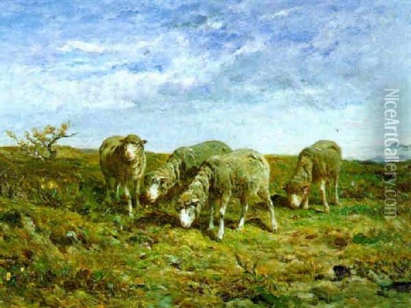 Moutons Dans La Lande Oil Painting - Felix Saturnin Brissot de Warville