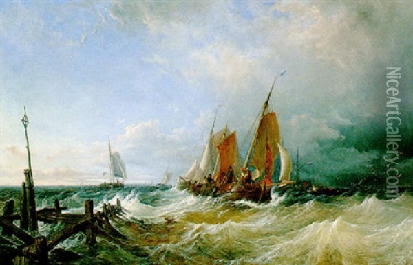 Facing The Oncoming Storm Oil Painting - Thomas Sewell Robins
