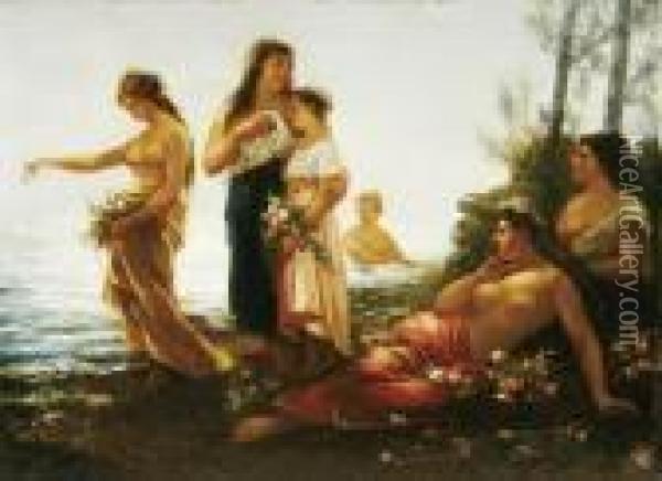 Flower Maidens Oil Painting - Narcisse-Virgile D Az De La Pena
