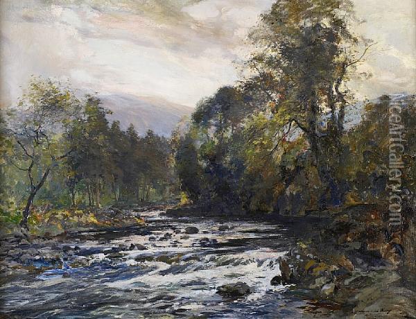 River Landscape Oil Painting - Archibald Kay