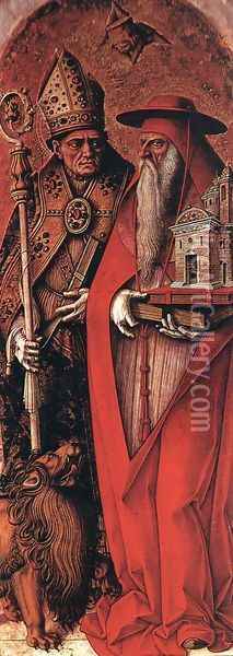 St Jerome and St Augustine c. 1490 Oil Painting - Carlo Crivelli