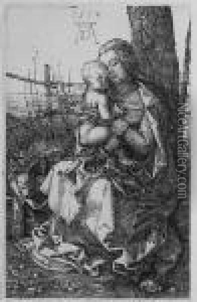 The Virgin And Child Seated By A Tree (b. 35; M., Holl. 34) Oil Painting - Albrecht Durer