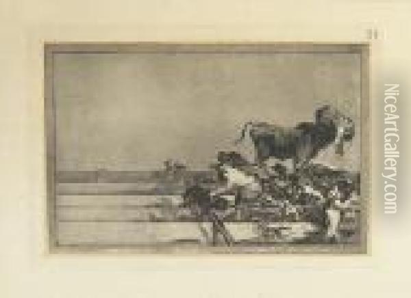 Three Etchings With Aquatint From La Tauromaquia. Oil Painting - Francisco De Goya y Lucientes