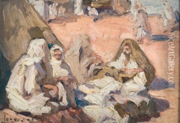 Bedouins Scene De Marche Orientale Oil Painting -  Lazare-Levy